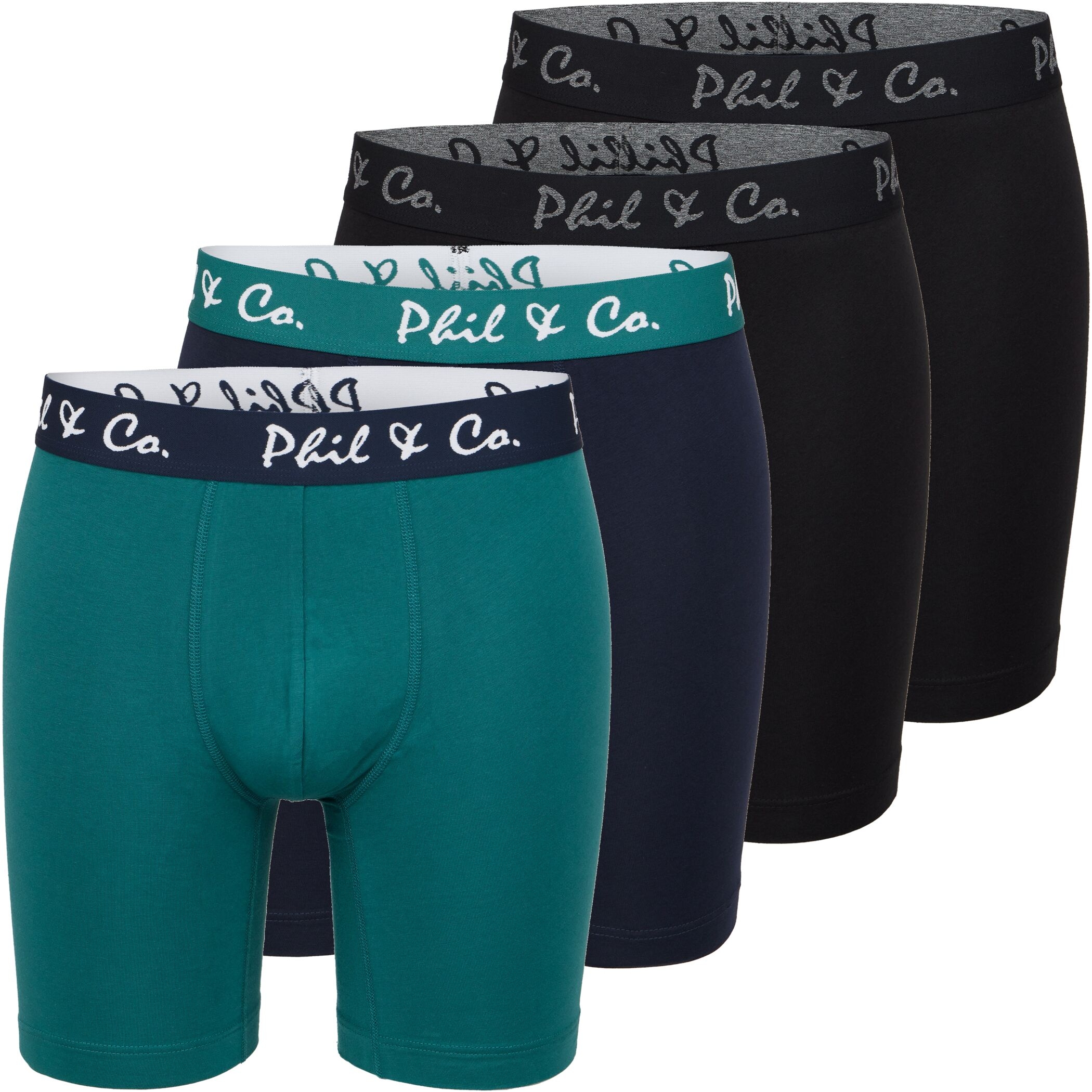 Herren Longboxer 4er Pack Schwarz Petrol