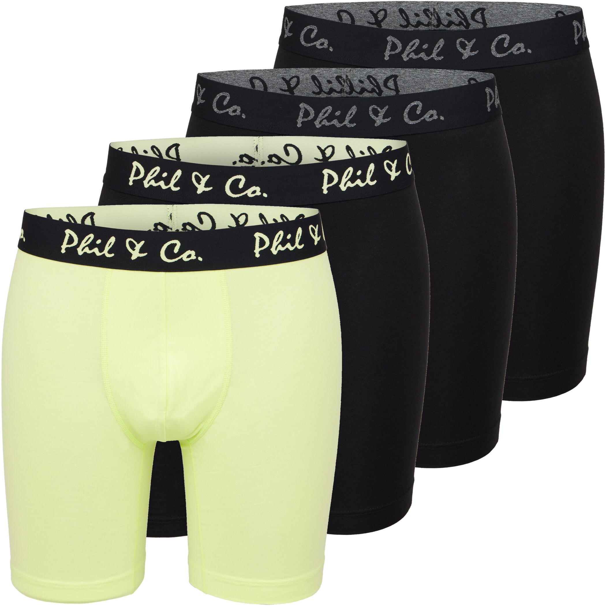 Herren Longboxer 4er Pack Schwarz Gelb