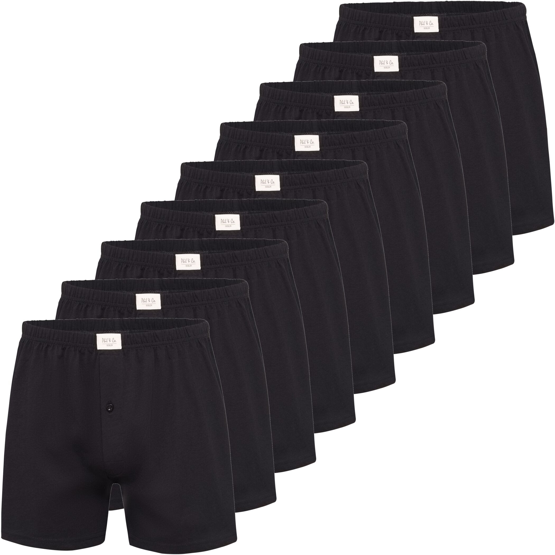 Herren Jersey Shorts 9er Pack Schwarz