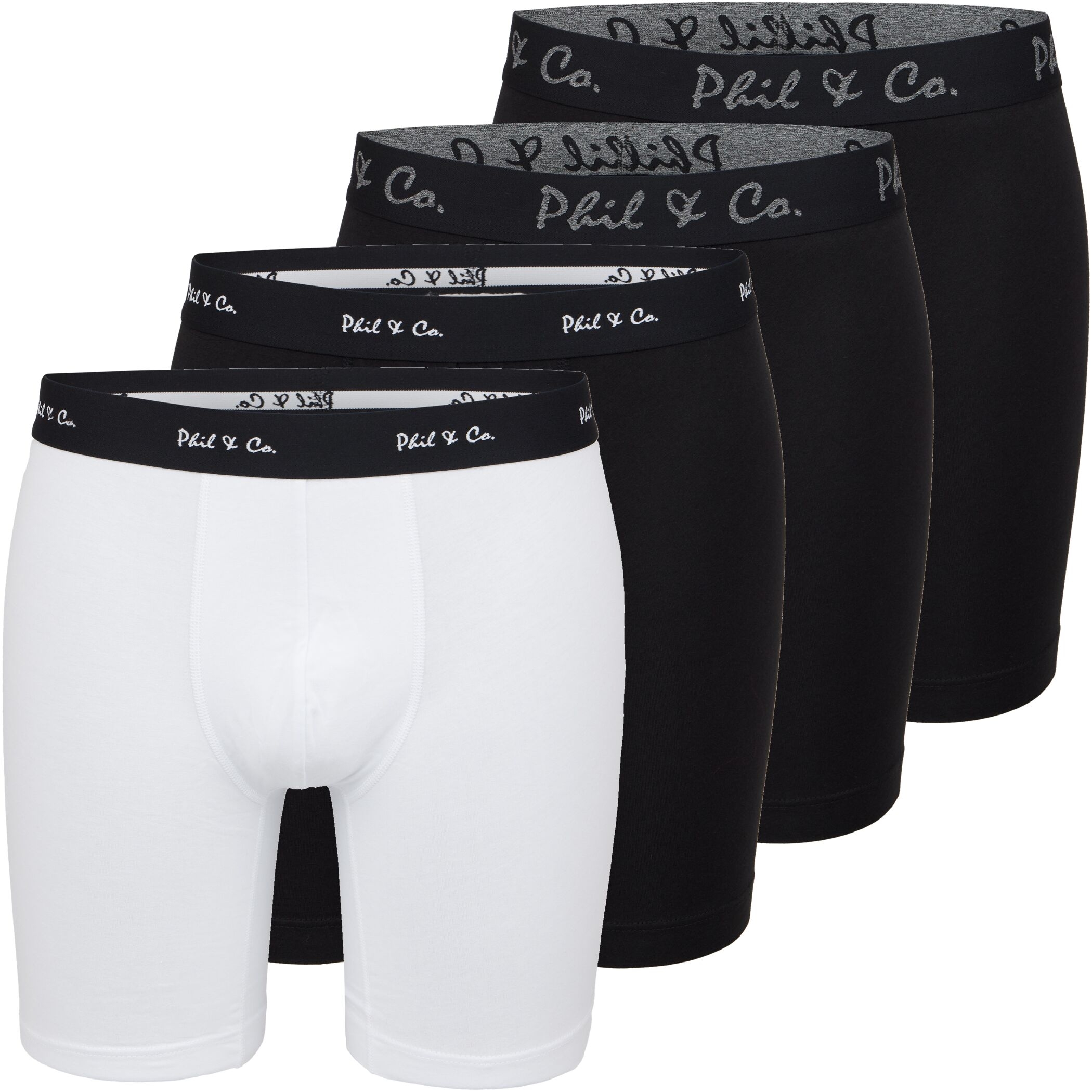 Herren Longboxer 4er Pack Schwarz Weiss