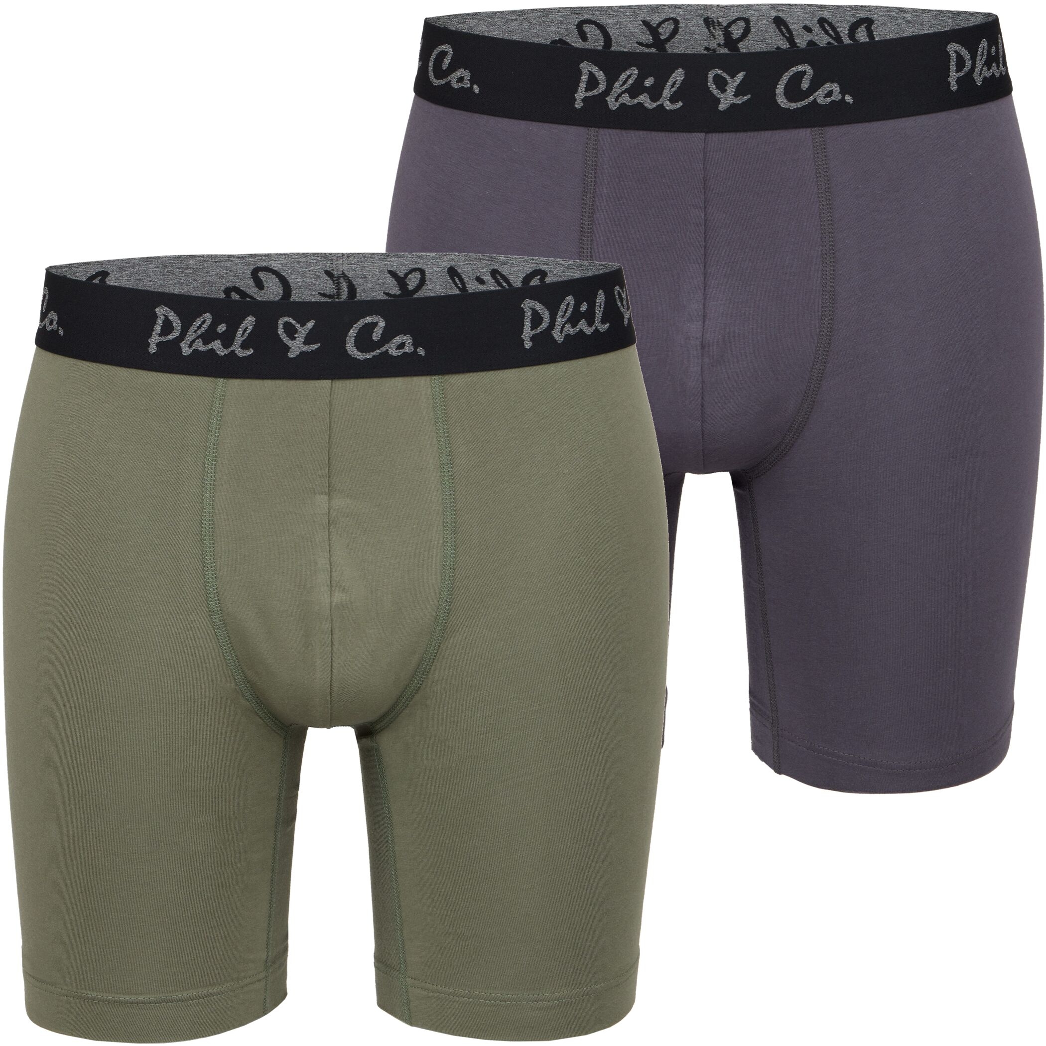 Herren Longboxer 2er Pack Anthrazit Khaki