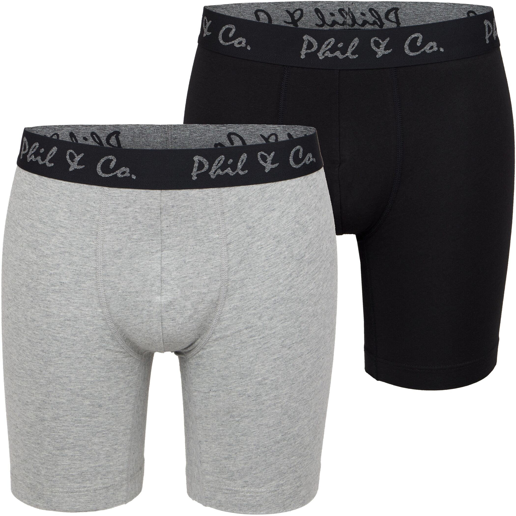 Herren Longboxer 2er Pack Schwarz Grau