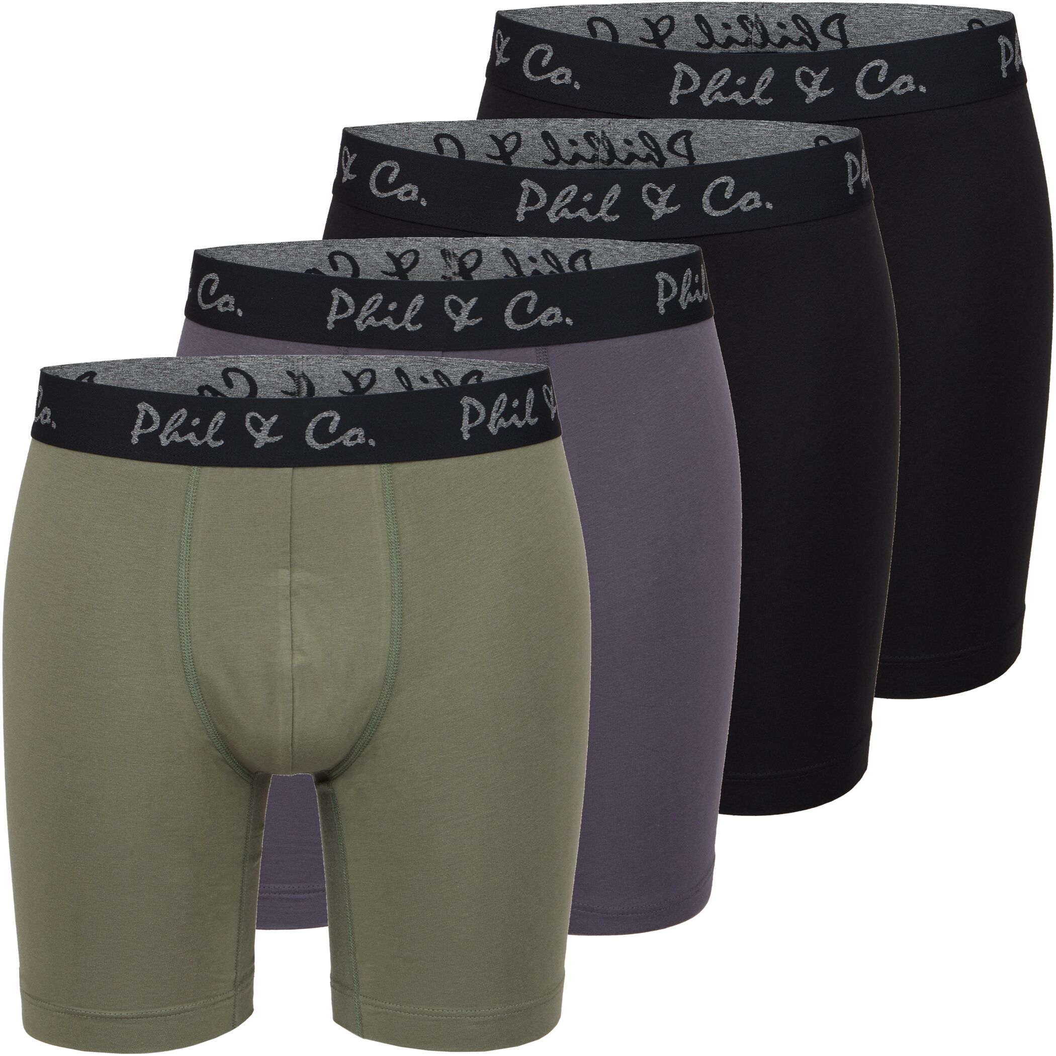 Herren Longboxer 4er Pack Schwarz Khaki