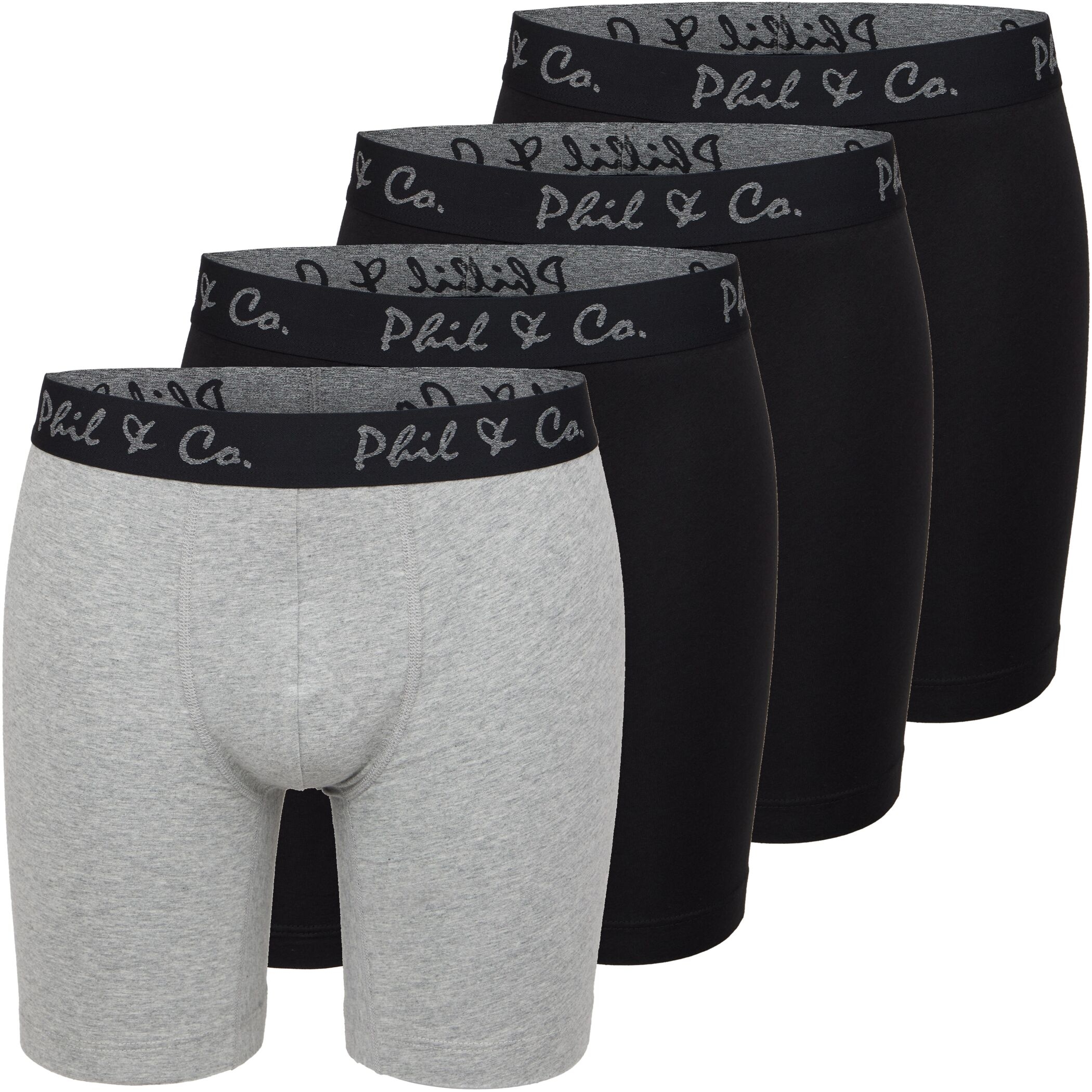 Herren Longboxer 4er Pack Schwarz Grau