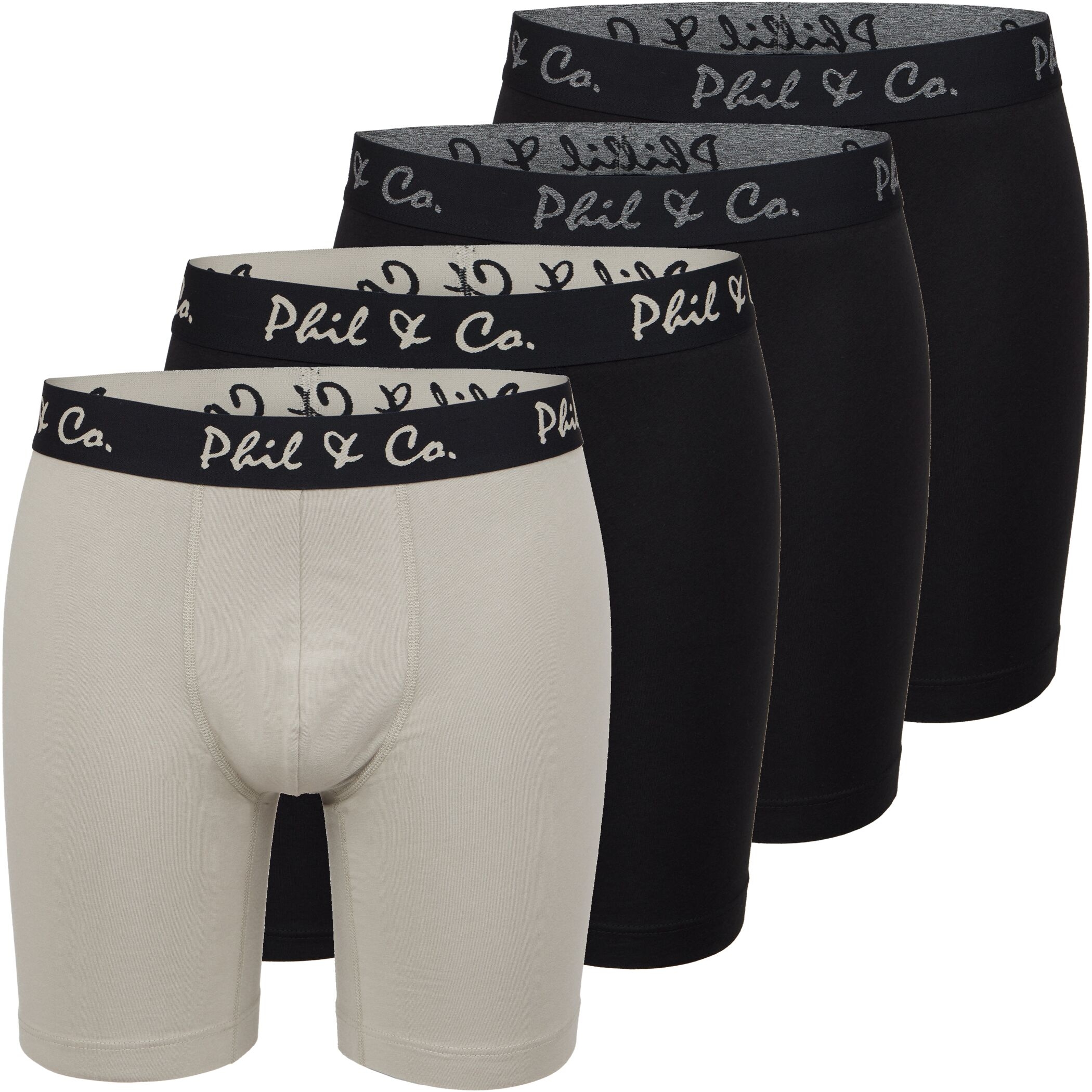 Herren Longboxer 4er Pack Schwarz Taupe