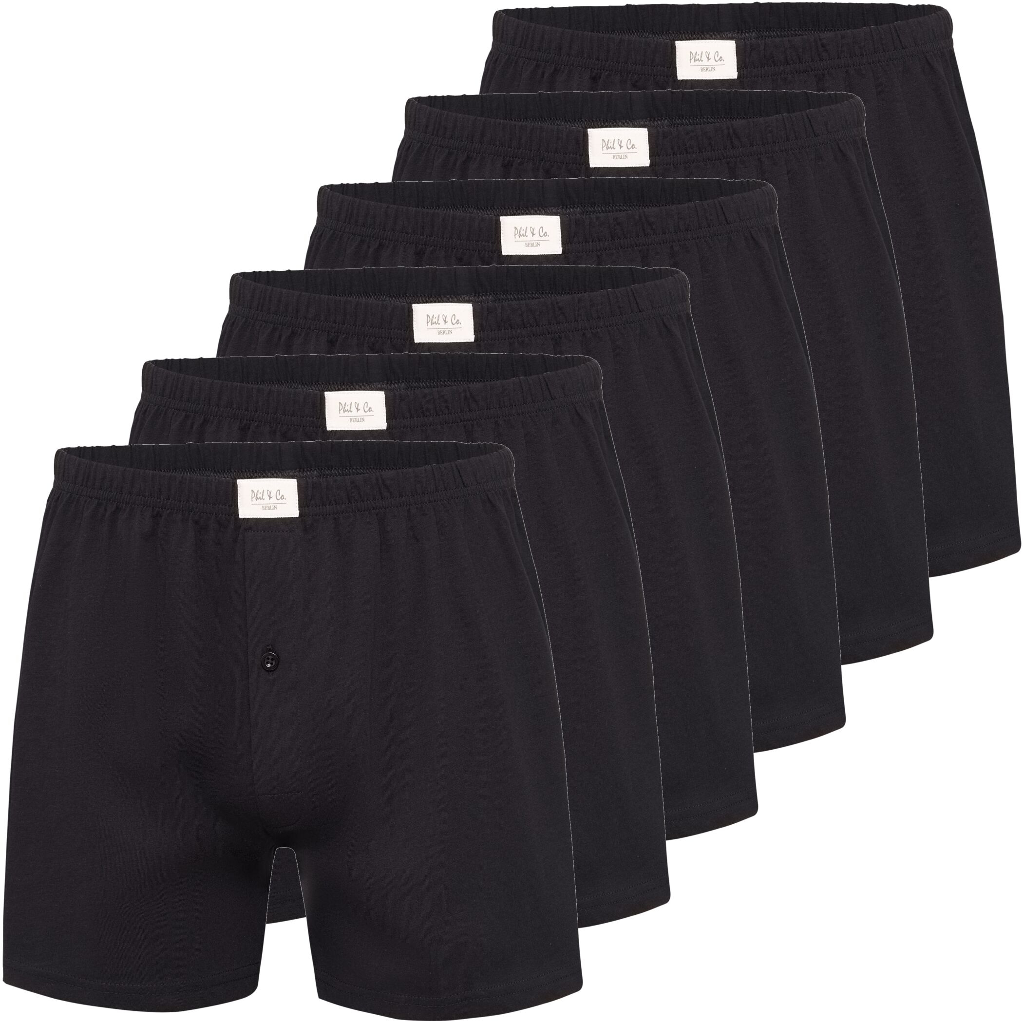 Herren Jersey Shorts 6er Pack Schwarz